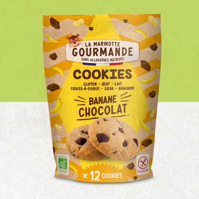 Sachet de cookies sans gluten banane pépites de chocolat - La Marmotte Gourmande