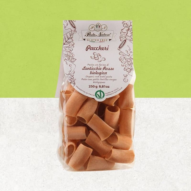 Sachet de pâtes paccheri sans gluten aux lentilles rouges - Pasta Natura