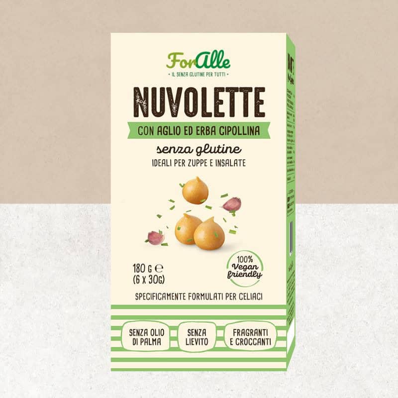 Paquet d'apéritifs snack nuvolette ail et ciboulette sans gluten - Foralle