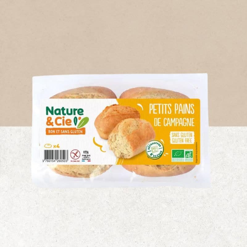 Paquet de 4 Petits pains de campagne sans gluten - Nature et Cie