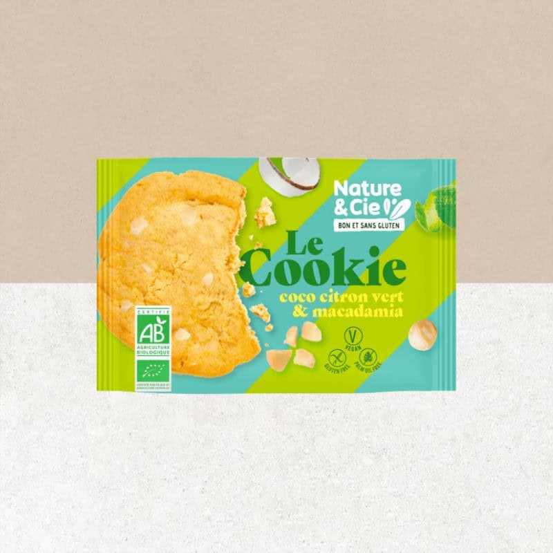 Sachet Cookie coco, citron vert et macadamia individuel sans gluten - Nature et Cie