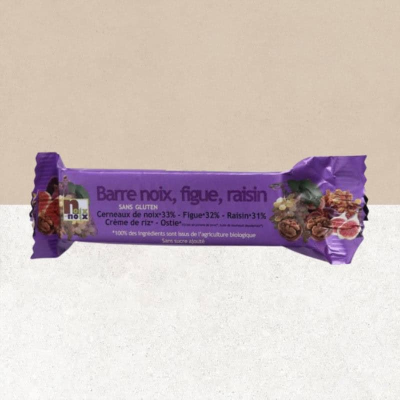 Sachet de barre sans gluten aux noix, figues et raisins - Noix et noix