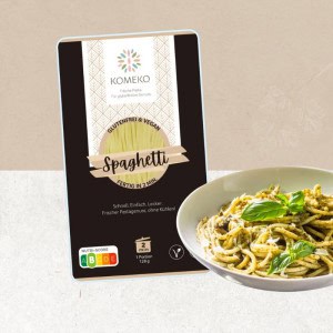 Paquet de spaghetti frais sans gluten de chez Komeko