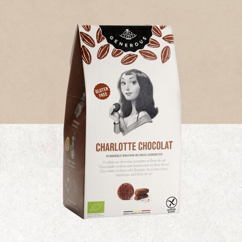 Paquet de cookies au chocolat, noisettes et fleur de sel sans gluten de chez Generous