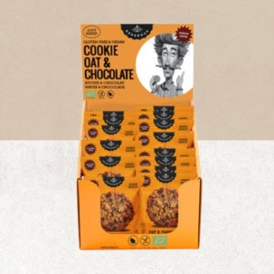 Boite de cookies avoine et chocolat en format individuel sans gluten de chez Generous