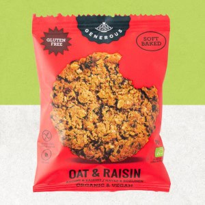 Sachet de cookie avoine et raisins en format individuel sans gluten de chez Generous