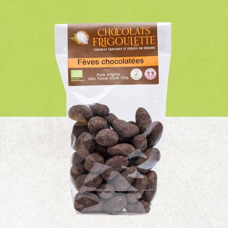 Sachet de fèves de cacao chocolatées sans gluten de La Frigoulette