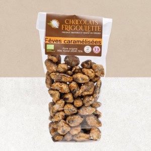 Sachet de fèves de cacao caramélisées sans gluten de La Frigoulette