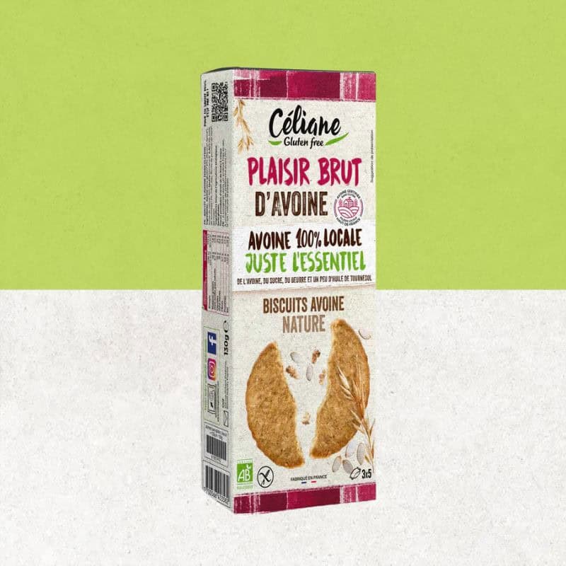 Paquet de biscuits à l'avoine bio sans gluten 100% local - Céliane