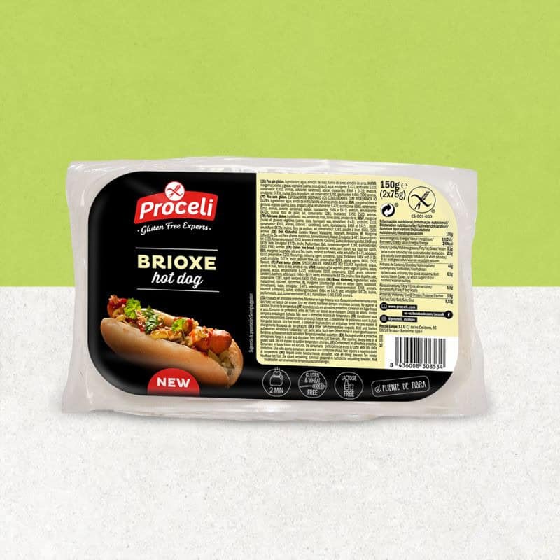 Sachet de 2 pains briochés façon hot-dog sans gluten - Proceli