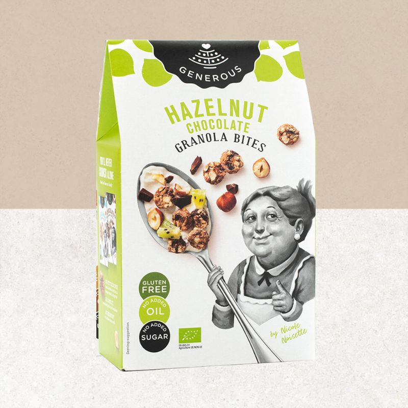 Paquet de bouchées de granola sans gluten au chocolat et noisettes - Generous