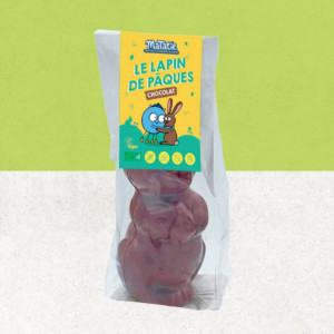 Sachet d'un lapin de Pâques en chocolat sans gluten, vegan et bio - MaTatie